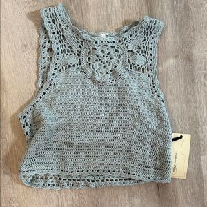 NWT Crochet Sleeveless Top in Grayish blue